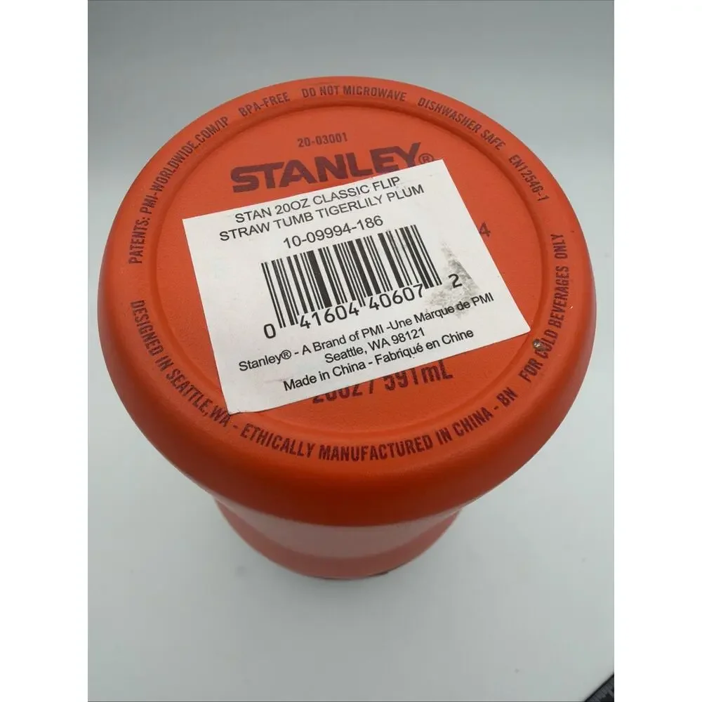 Stanley IceFlow Flip Straw Tumbler 20oz TigerLily Plum Water Bottle New Orange - Picture 6 of 6